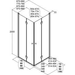 Dansani Falttür Match Sicherheitsglas Klar Easy Care 90 Cm X 200 Cm -Geschäft Für Duschzubehör dfr1998854 1998862 1998870