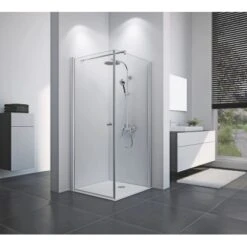 Breuer Drehtür Rechts Für Seitenwand Elana 8 Silber Matt Klarglas 90 Cm -Geschäft Für Duschzubehör ldung zeigt anschlag links