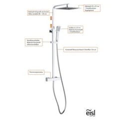 Eisl Überkopfbrause-Set Calvino Chrom Mit Thermostatarmatur -Geschäft Für Duschzubehör opfbrausesetcalvinochrom 5