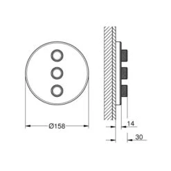 Grohe 3-fach Unterputzventil Grohtherm SmartControl Moonwhite -Geschäft Für Duschzubehör rol upventil masszeichnung
