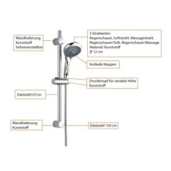 Eisl WELLY Stangenbrauseset Chrom -Geschäft Für Duschzubehör setwelly5funktionenchrom 3