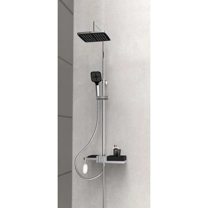 Schütte Überkopfbrause-Set Blueperl Chrome-Schwarz Mit Ablage 5 Schütte Überkopfbrause-Set Blueperl Chrome-Schwarz Mit Ablage – Bild 3