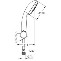 Grohe QuickFix Handbrause-Set Vitalio Start 100 Chrom 3 Strahlarten -Geschäft Für Duschzubehör wandhalterset mazeichnung